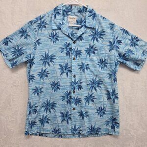 Naniloa by Lamco Men's Lg Blue Hawaiian Camp Shirt Made In Hawaii VTG 80s EUC